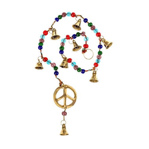 BRASS & BEADS WIND CHIME PENTAGRAM DESIGN (POLISH)
